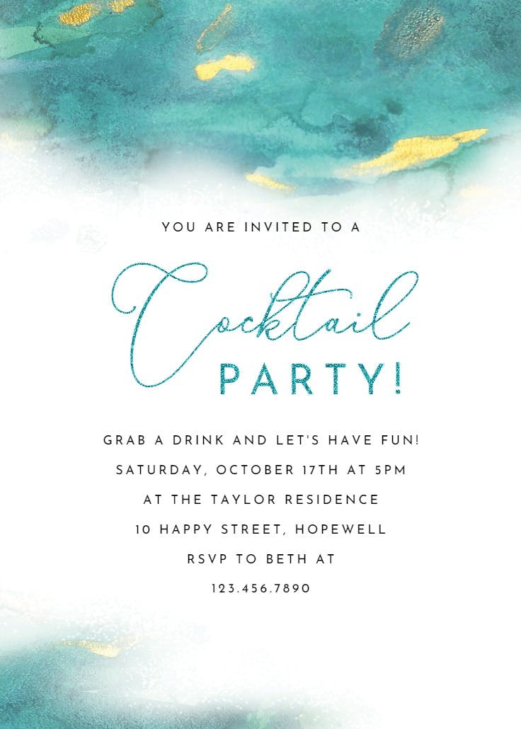 Abstract watercolor - cocktail party invitation